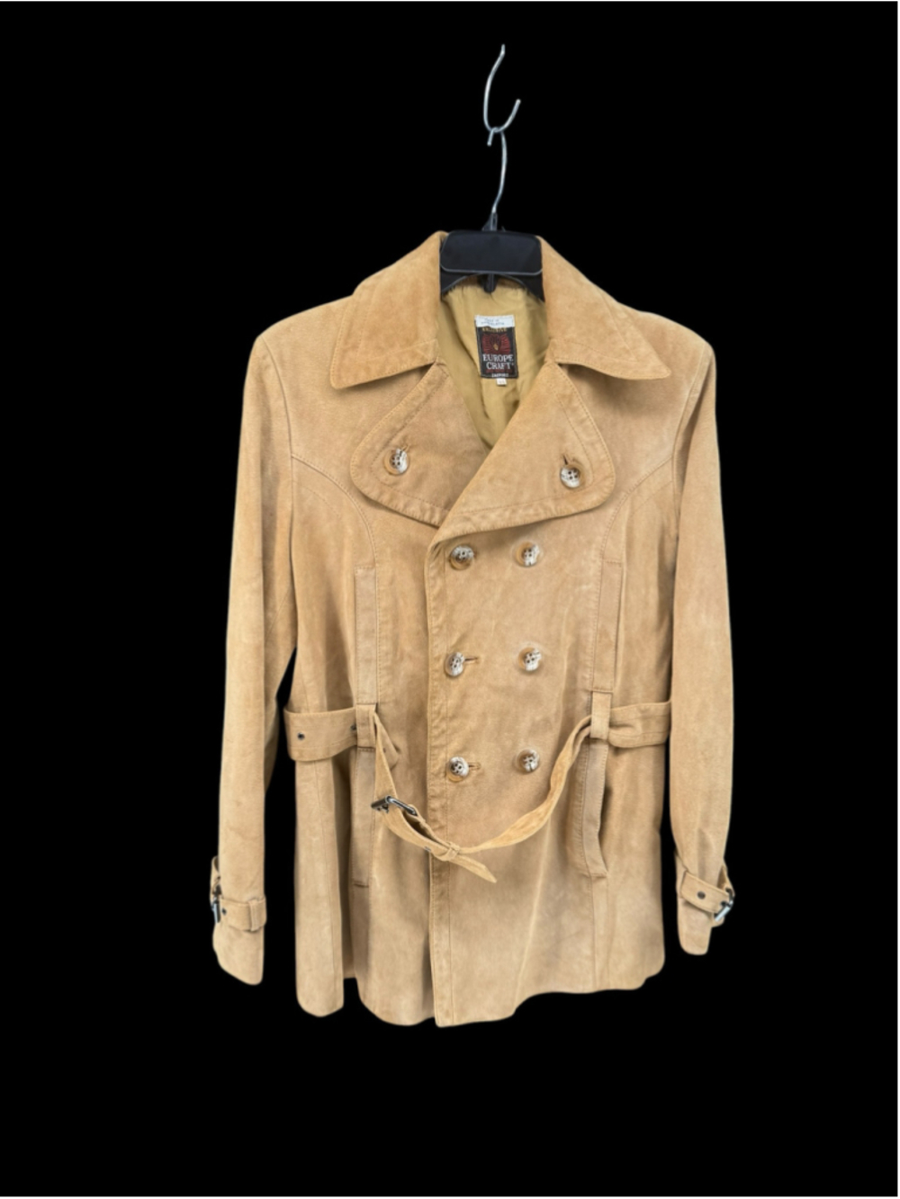 Women's Europe Craft Vintage Suede Leather Jacket Tan Size 12